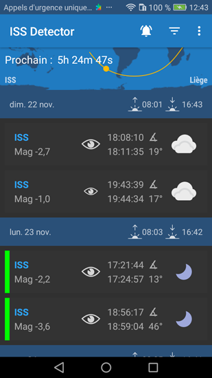 Application pour smartphone iSS