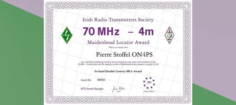 Synthèse de l’obtention de la bande des 4 mètres (70 MHz) pour le service amateur belge. (2009)