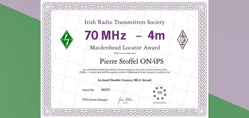 Synthèse de l’obtention de la bande des 4 mètres (70 MHz) pour le service amateur belge. (2009)